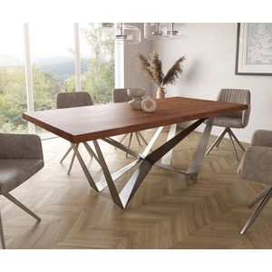 Jedálenský stôl Edge 200x100cm XL akáciová hnedá podnož plochá oceľ vyobraziť