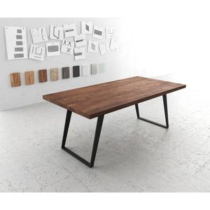 Jedálenský stôl Edge 200x100 XL akáciová hnedá kovová hranatá vyobraziť