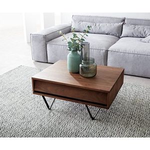 Konferenčný stolík Eloi 80x60 cm Akácia hnedá 2 zásuvky Podstavec vyobraziť