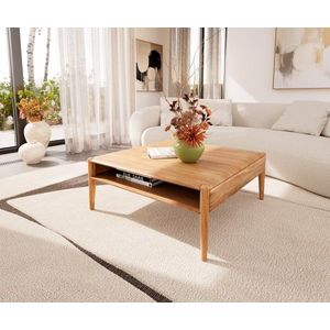 Konferenčný stolík Simcha 90x90 cm prírodná akácia 1 polica vyobraziť