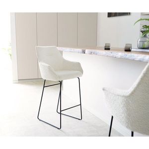 Barová stolička Alja-Flex tenká základňa kov čierna bouclé biela taška vyobraziť