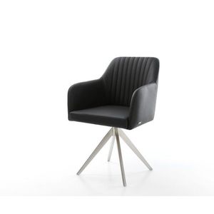 Otočná stolička Greg-Flex čierna pravá koža krížová základňa štvorcová vyobraziť