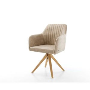 Otočná stolička Greg-Flex béžová vintage z mikrovlákna s drevenou vyobraziť