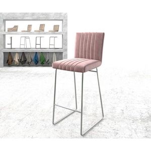 Barová židle Luiga-Flex Velvet Rosé Skid Frame Stainless Steel vyobraziť