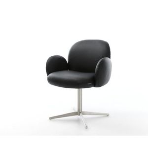 Nube-Flex jedálenská stolička s podrúčkami pravá koža čierna podnož vyobraziť