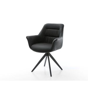 Kaira-Flex otočná stolička čierna pravá koža krížová základňa vyobraziť