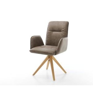 Otočná stolička Vinja-Flex taupe vintage z mikrovlákna s drevenou vyobraziť