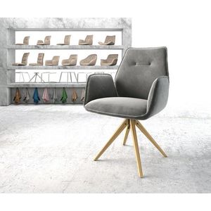 Otočná stolička Zoa-Flex sivá zamatová drevená základňa štvorcová vyobraziť