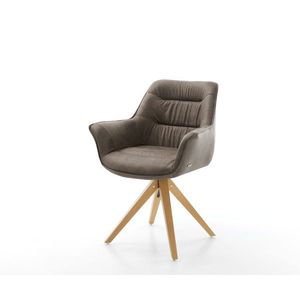 Otočná stolička Kaira-Flex taupe vintage z mikrovlákna s drevenou vyobraziť