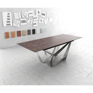 Jídelní stůl Edge 180/220x90cm sklo antická hnědá středová noha plochá vyobraziť