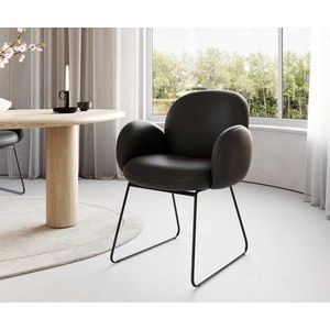 Jedálenská stolička Nube-Flex s tenkou kovovou základňou čierna pravá vyobraziť