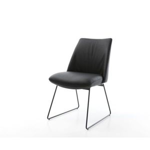 Jedálenská stolička Elso-Flex tenká podnož kovová čierna pravá koža vyobraziť
