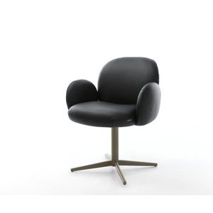 Nube-Flex jedálenská stolička s podrúčkami pravá koža čierna podnož vyobraziť