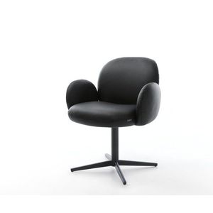 Nube-Flex jedálenská stolička s podrúčkami pravá koža čierny podstavec vyobraziť