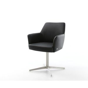 Xana-Flex jedálenská stolička s podrúčkami pravá koža čierna podnož vyobraziť