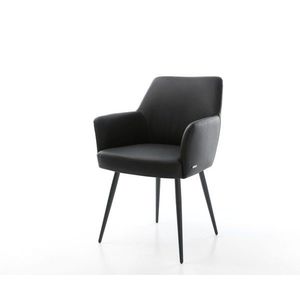 Xana-Flex podnož jedálenskej stoličky zúžená kovová čierna pravá koža vyobraziť