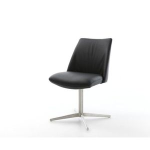 Jedálenská stolička Elso-Flex pravá koža čierna podnož nerezová oceľ vyobraziť