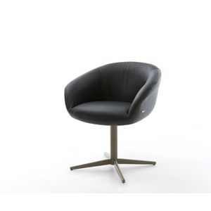 Jedálenská stolička Vinka-Flex s podrúčkami pravá koža čierna podnož vyobraziť