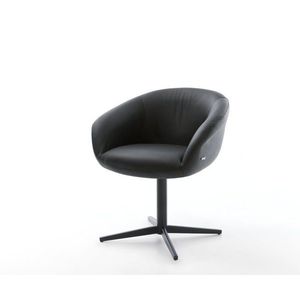 Jedálenská stolička Vinka-Flex s podrúčkami pravá koža čierna podnož vyobraziť