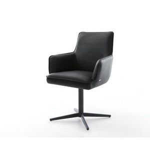 Heira-Flex jedálenská stolička s podrúčkami pravá koža čierna podnož vyobraziť