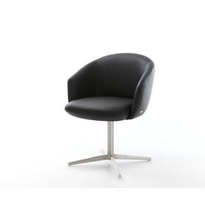 Jedálenská stolička Caja-Flex s podrúčkami pravá koža čierna podnož vyobraziť