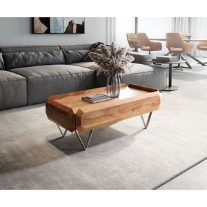 Konferenčný stolík Kiano 100x50 cm prírodná akácia 2 zásuvky podstava vyobraziť