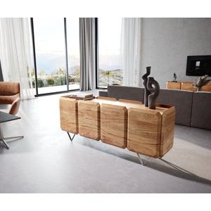 Príborník Kiano 175 cm prírodná akácia 4 dvierka podstavec v tvare vyobraziť