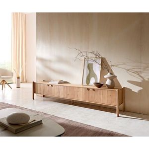 Akáciový TV stolík Caius 220 cm Aura 4 dvierka vyobraziť