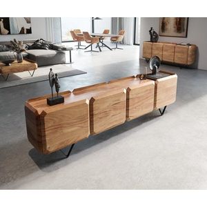 Kiano TV stolík 220 cm prírodná akácia 4 dvierka podstavec v tvare vyobraziť