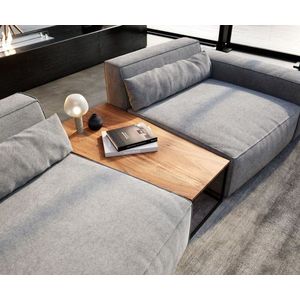 Konferenčný stolík Tatius 120x40/70 prírodná akáciová podnož čierna vyobraziť