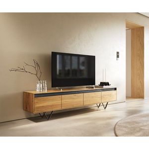 TV stolík Stonegrace 200 cm prírodný dub bridlica 4 zásuvky podstavec vyobraziť