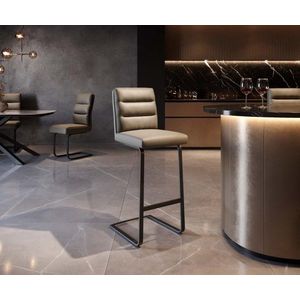 Barová stolička Pela-Flex pravá koža béžová konzolový podstavec plochý vyobraziť