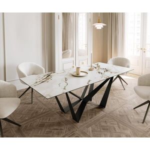 Jedálenský stôl Edge 180-220x100 keramický Calacatta Luxe bielo-zlatý vyobraziť