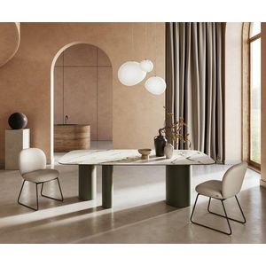 Jedálenský stôl Edge oválny 240x120 cm keramický Calacatta Luxe bielo vyobraziť