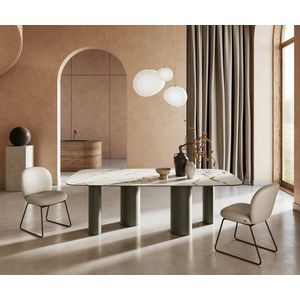 Jedálenský stôl Edge oválny 240x120 cm keramický Calacatta Luxe bielo vyobraziť