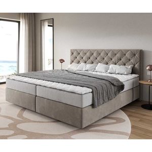 Boxspringová posteľ Dream-Great z mikrovlákna béžová 200x200 cm vyobraziť