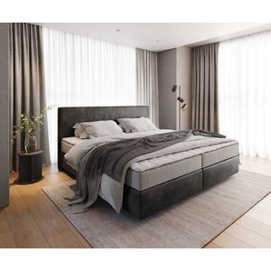 Boxspringová posteľ Dream-Well z mikrovlákna antracit vintage 200x200 vyobraziť