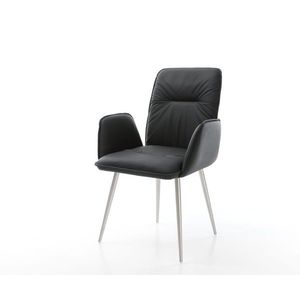 Jedálenská stolička Vinja-Flex čierna pravá koža kužeľovitá podnož vyobraziť