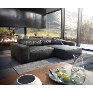 Sirpio XL rohová pohovka 270x175 cm antracitová koženka vintage vyobraziť