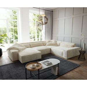 Pohovka v tvare U Sirpio XL 360x260 cm plyšová manšestrová béžová vyobraziť