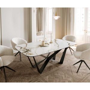 Jedálenský stôl Edge oválny 200x100 keramický Calacatta Luxe bielo vyobraziť