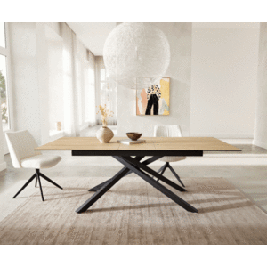 Jedálenský stôl Edge 180-220x100 keramický Laminam® Sabbia krížová vyobraziť