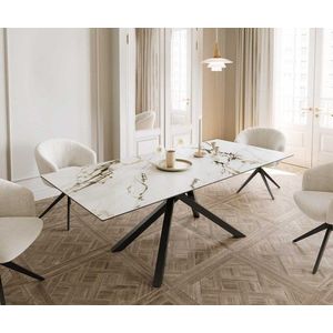 Jedálenský stôl Edge 180-220x100 keramický Calacatta Luxe bielo-zlato vyobraziť