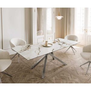 Jedálenský stôl Edge 180-220x100 keramický Calacatta Luxe bielo-zlatý vyobraziť