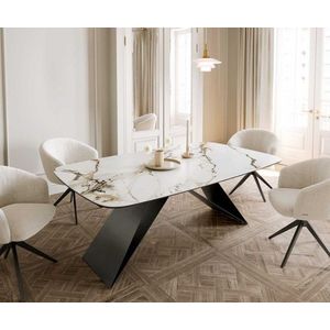 Jedálenský stôl Edge oválny 200x100 keramický Calacatta Luxe bielo vyobraziť