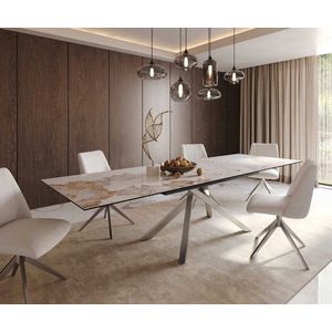 Jedálenský stôl Edge 200-300x100 keramický minas melange bielo-béžový vyobraziť