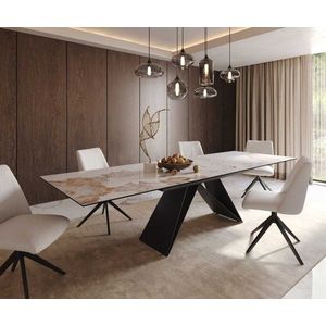 Jedálenský stôl Edge 200-300x100 keramický minas melange bielo-béžový vyobraziť