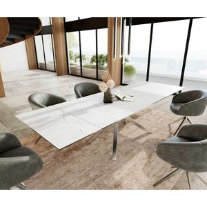 Jedálenský stôl Edge 200-300x100 keramický Laminam®Statuarietto biely vyobraziť
