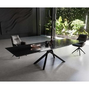 Jedálenský stôl Edge 200-300x100 reliéfne sklo dymová čierna 3D dizajn vyobraziť