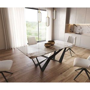 Jedálenský stôl Edge 200x100 keramický Minas Melange biely a béžový vyobraziť